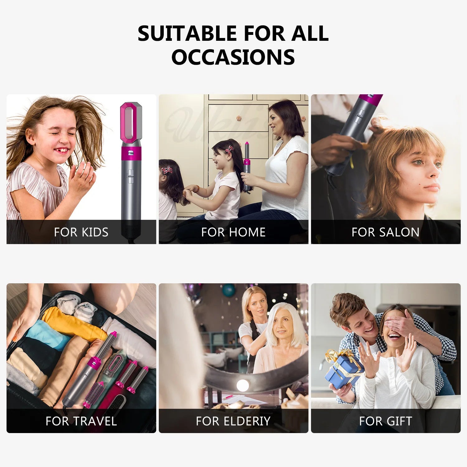 5-in-1 Hair Dryer Styling Set Professional Home Styling Tools Curling Iron Hot Air Comb Straightener Multifunctional Hair Salon