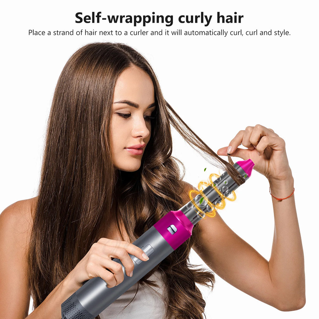 5-in-1 Hair Dryer Styling Set Professional Home Styling Tools Curling Iron Hot Air Comb Straightener Multifunctional Hair Salon