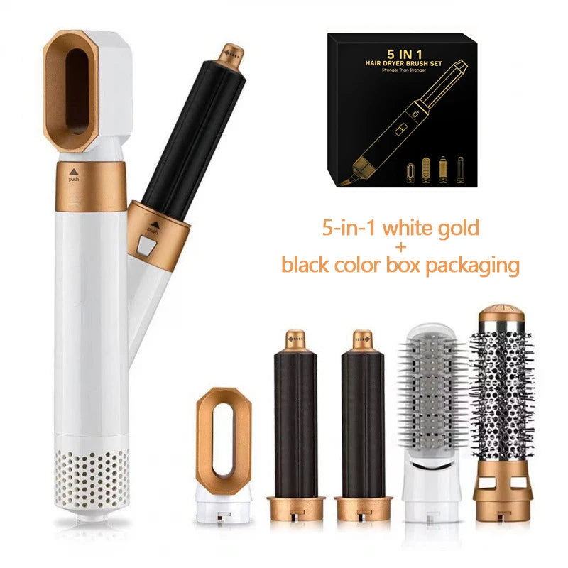 5-in-1 Hair Dryer Styling Set Professional Home Styling Tools Curling Iron Hot Air Comb Straightener Multifunctional Hair Salon