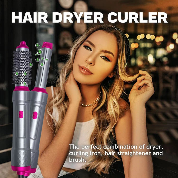 Hair Dryer 5-In-1 Electric Hair Comb Negative Ion Straight Curler Brush Blow Dryer Air Comb Removable Brush Kit Tool