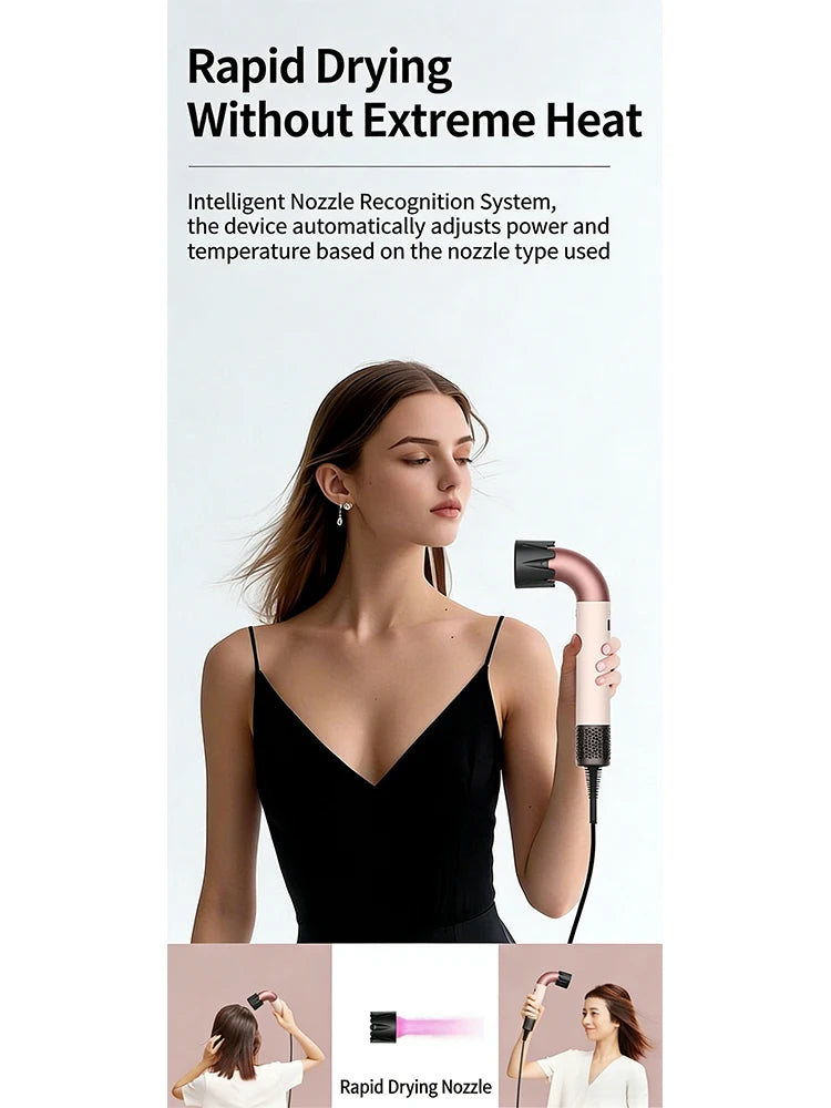 5 in 1 Professional High-Speed Hair Dryer with Curved Tube 30-Second Quick Drying Strong Wind Power for Efficient Styling