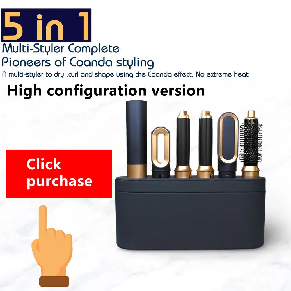 Hair Dryer 5-In-1 Electric Hair Comb Negative Ion Straight Curler Brush Blow Dryer Air Comb Removable Brush Kit Tool