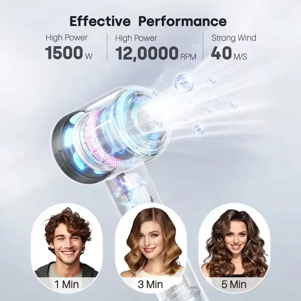 2026 Hair Dryer Professional Leafless Negative Ion Attachment Negative Ion Salon Tool Home Travel Portable Electric Hair Dryer