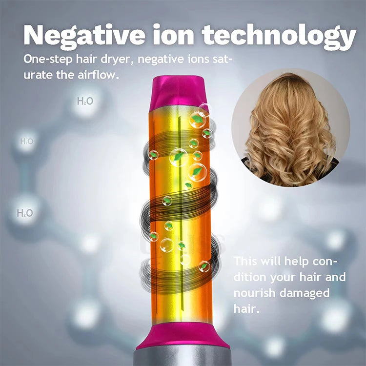 Hair Dryer 5-In-1 Electric Hair Comb Negative Ion Straight Curler Brush Blow Dryer Air Comb Removable Brush Kit Tool