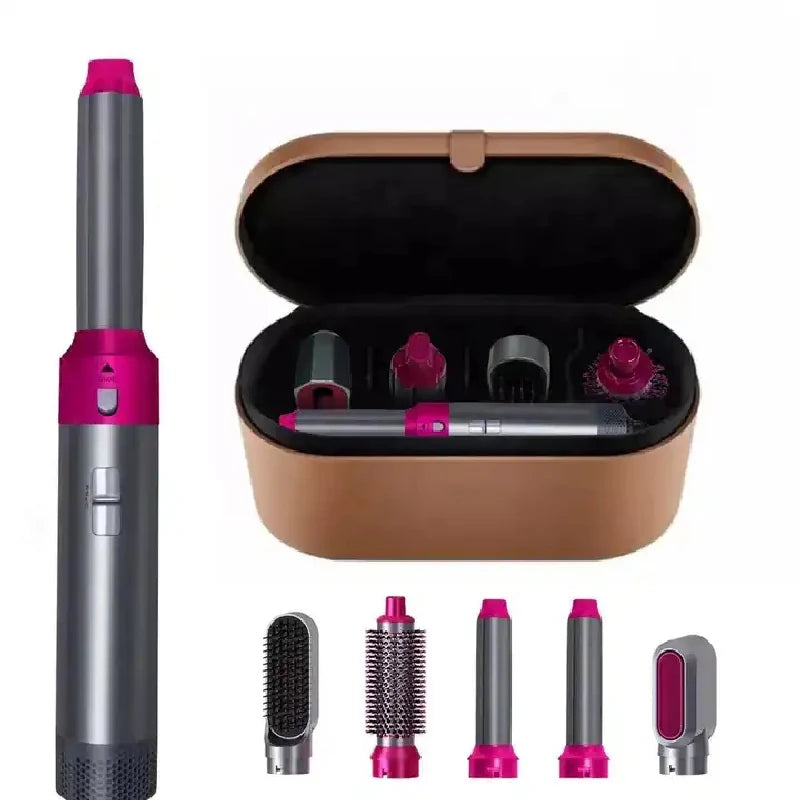 Hair Dryer 5-In-1 Electric Hair Comb Negative Ion Straight Curler Brush Blow Dryer Air Comb Removable Brush Kit Tool