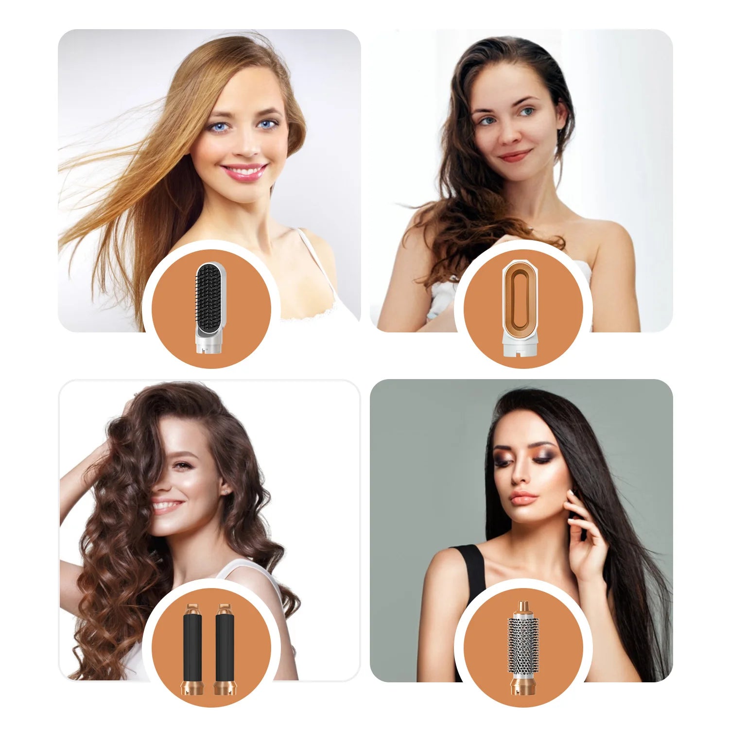 Hair Dryer 5-In-1 Electric Hair Comb Negative Ion Straight Curler Brush Blow Dryer Air Comb Removable Brush Kit Tool