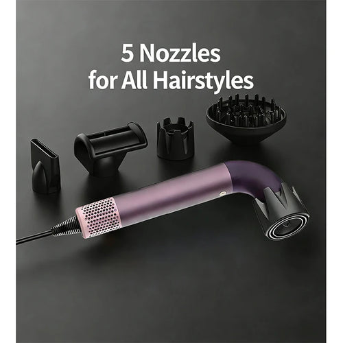 5 in 1 Professional High-Speed Hair Dryer with Curved Tube 30-Second Quick Drying Strong Wind Power for Efficient Styling