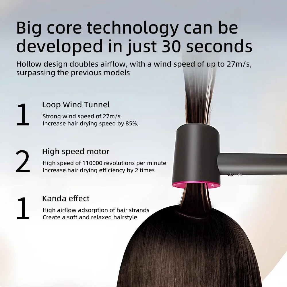2026 Hair Dryer Professional Leafless Negative Ion Attachment Negative Ion Salon Tool Home Travel Portable Electric Hair Dryer