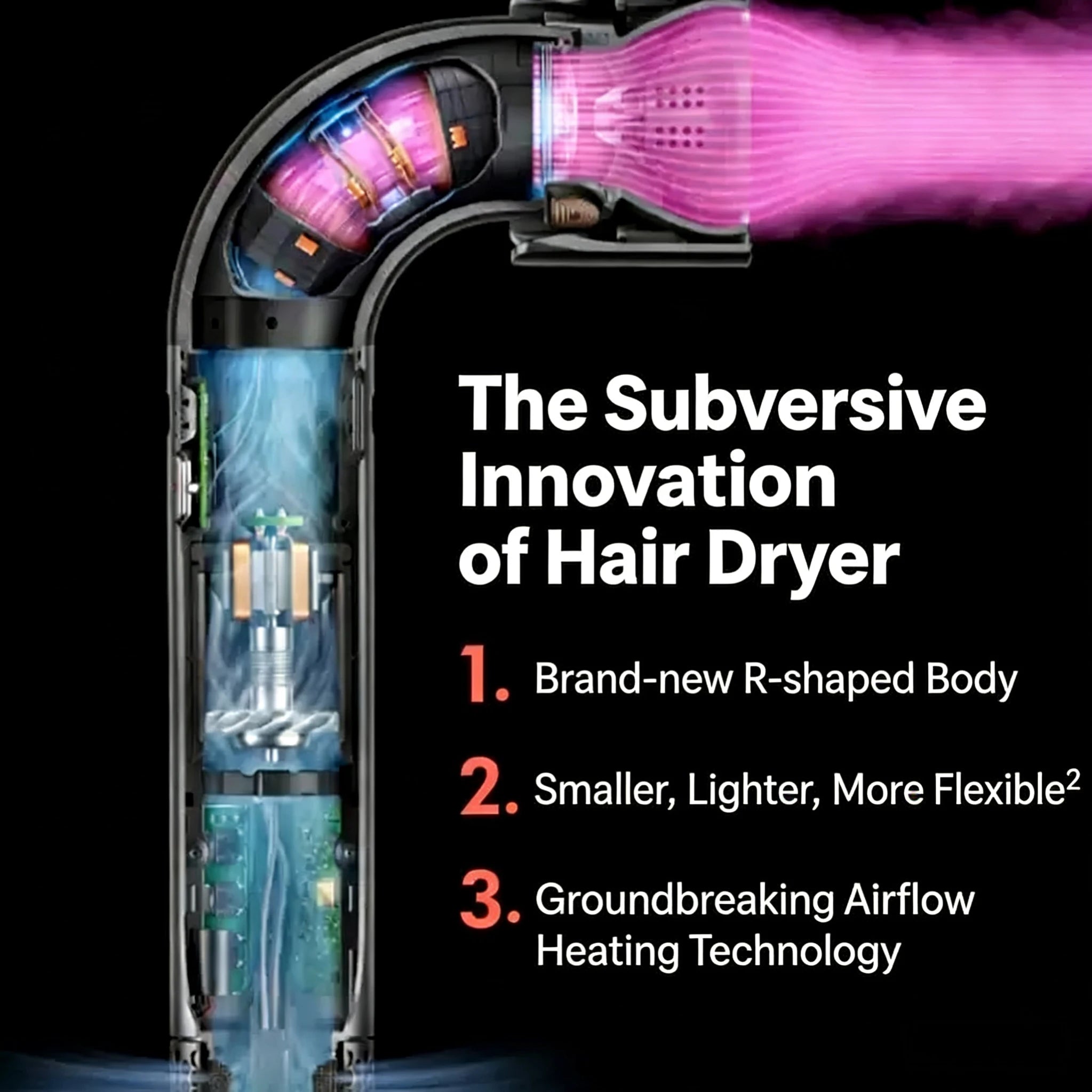 5 in 1 Professional High-Speed Hair Dryer with Curved Tube 30-Second Quick Drying Strong Wind Power for Efficient Styling