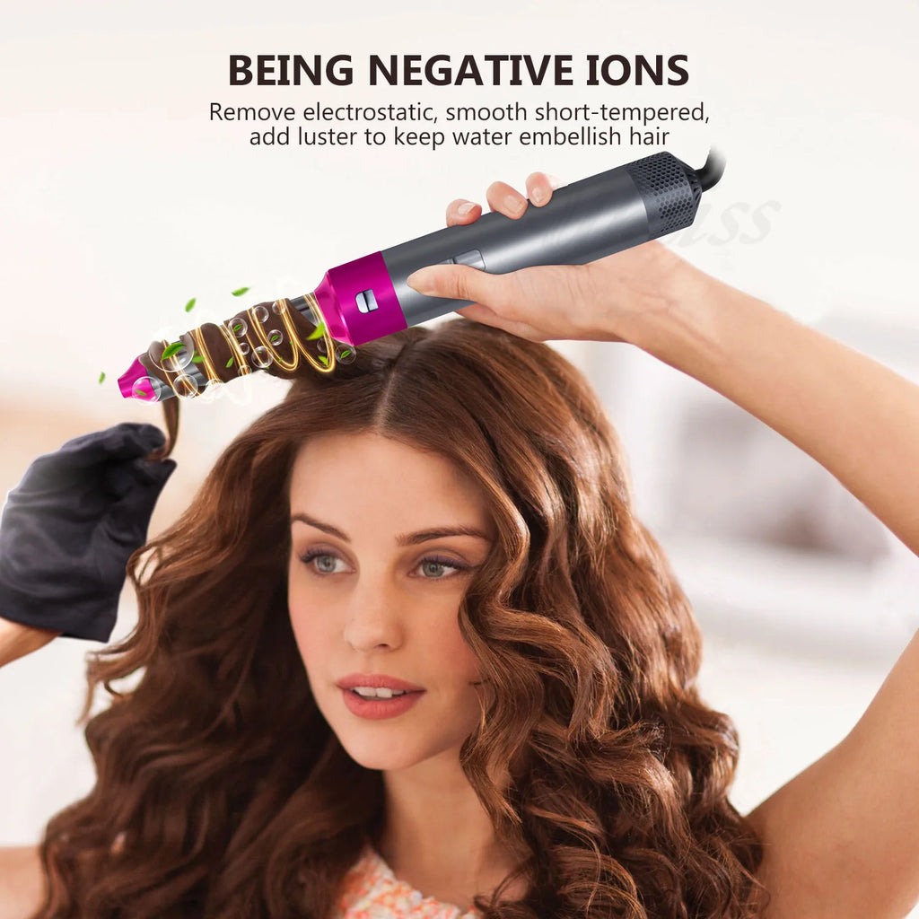5-in-1 Hair Dryer Styling Set Professional Home Styling Tools Curling Iron Hot Air Comb Straightener Multifunctional Hair Salon