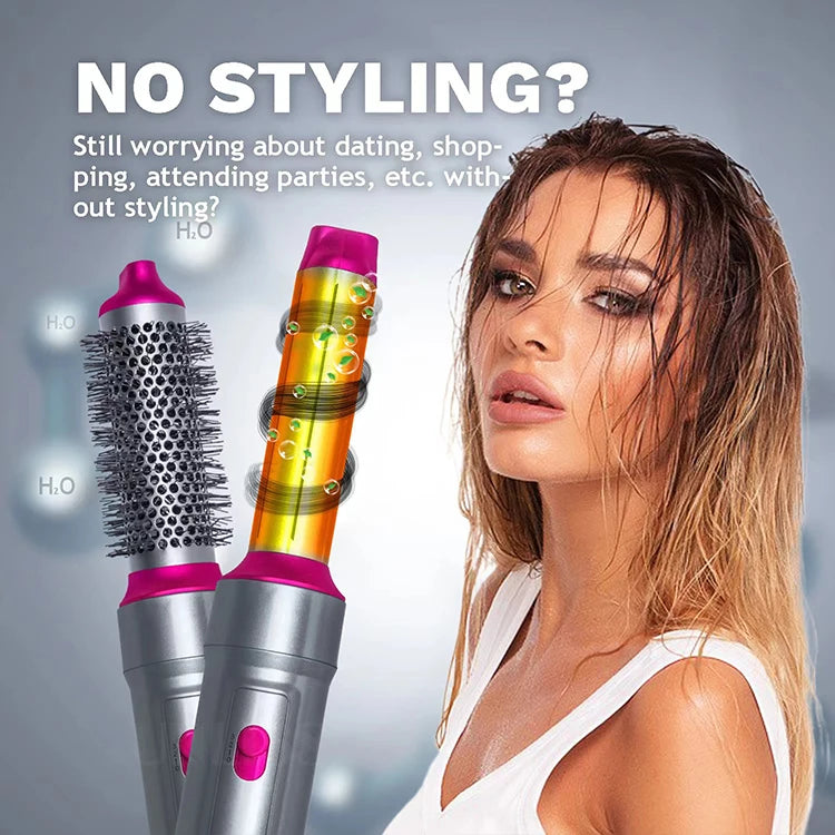 Hair Dryer 5-In-1 Electric Hair Comb Negative Ion Straight Curler Brush Blow Dryer Air Comb Removable Brush Kit Tool